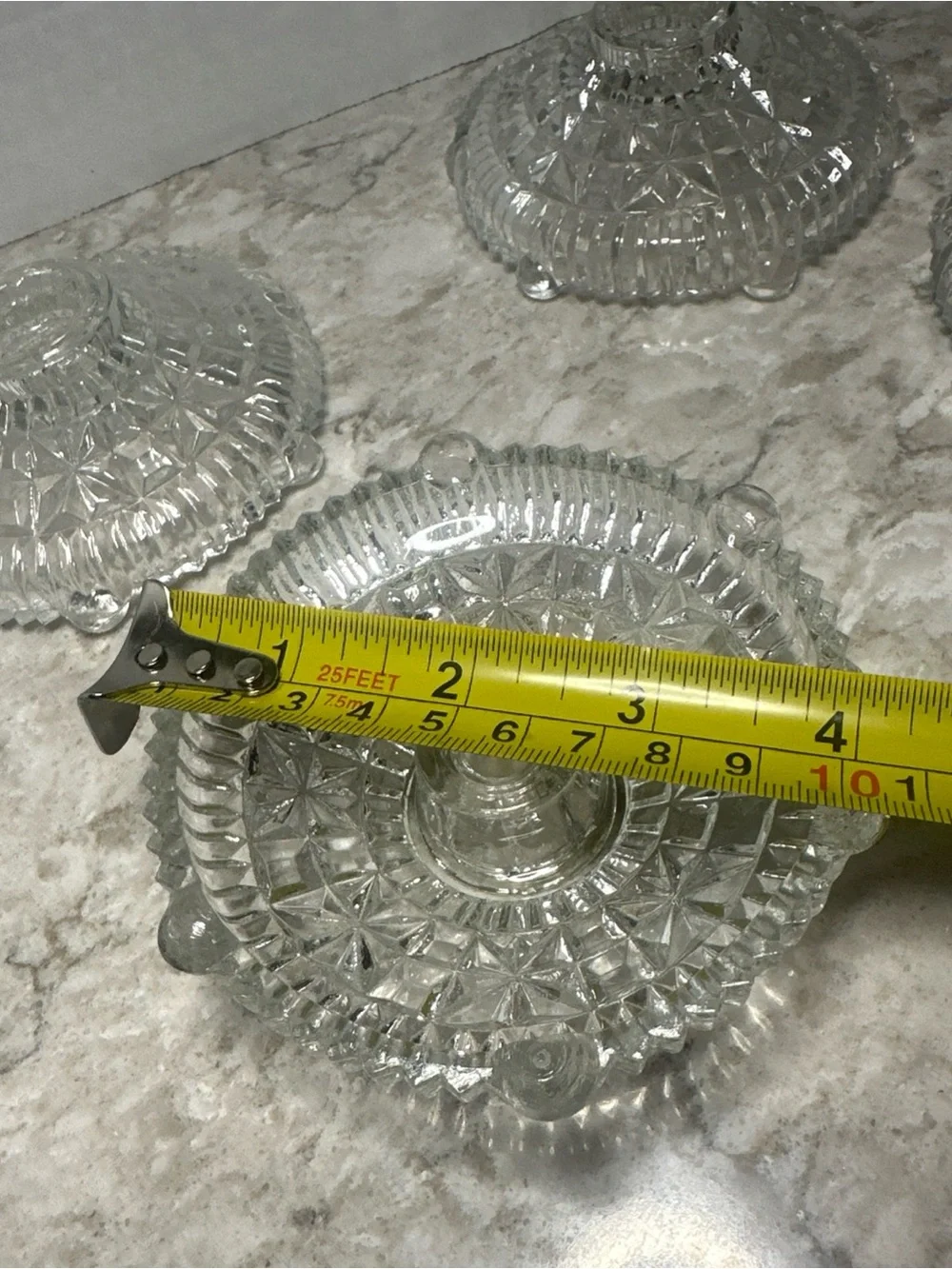 Clear Pressed Glass Candle Holder